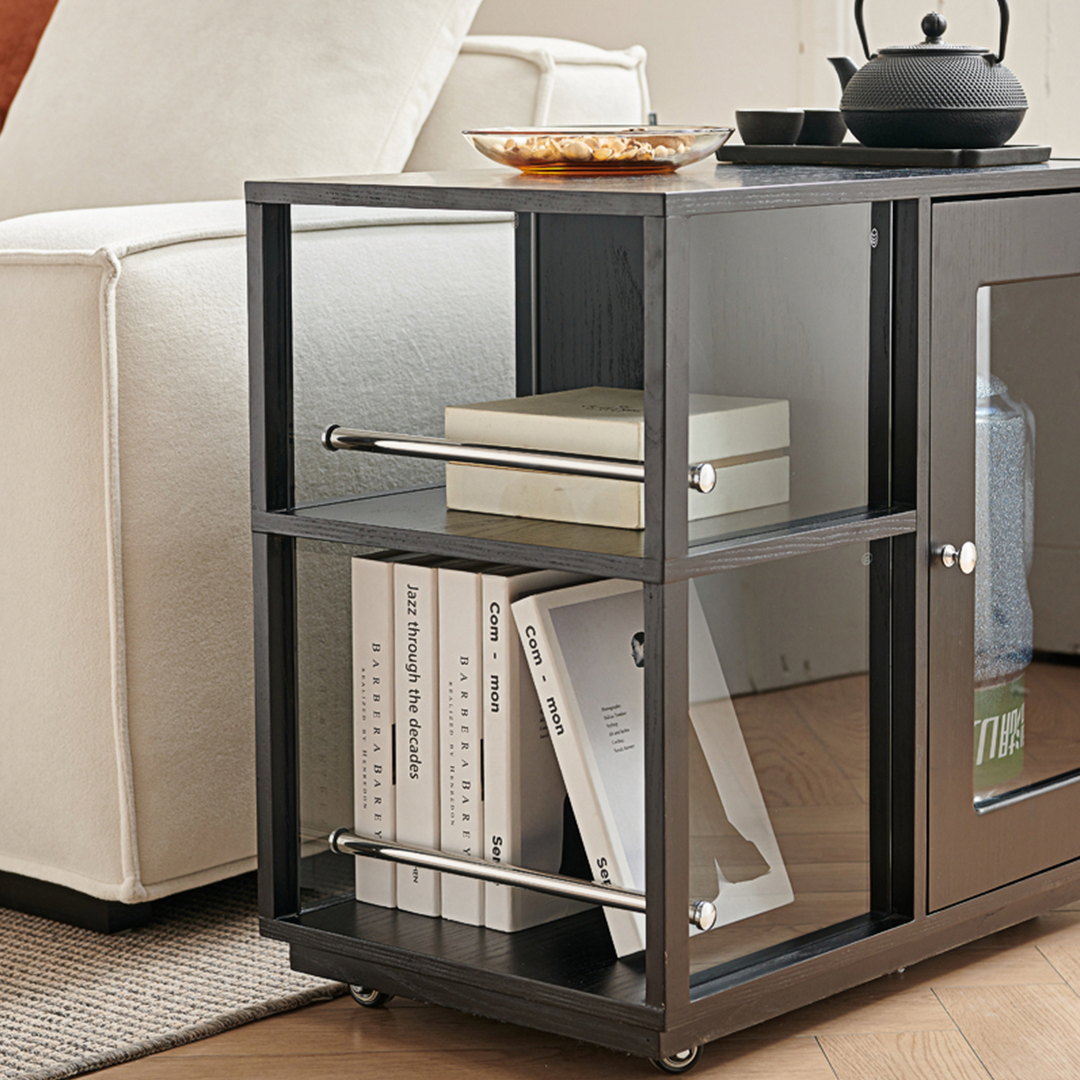 Aglaea Side Table With Storage, Black