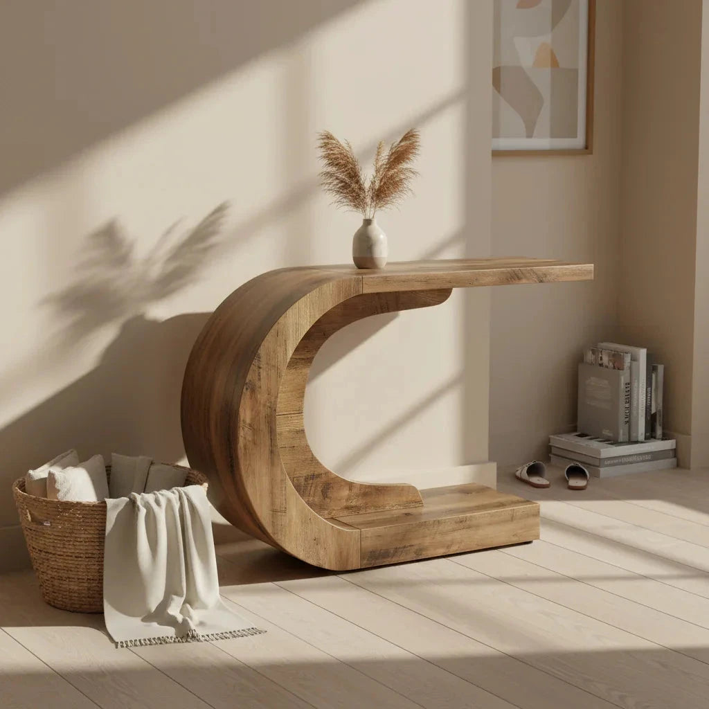 Sculptural Crescent Console Table
