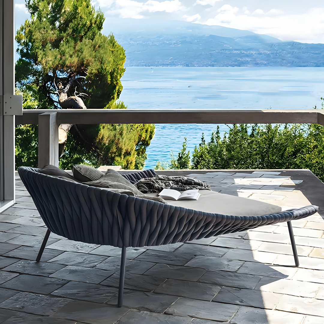 Neptune Outdoor Garden Sofa, Textilene Rope Woven Outdoor Couch Sofa
