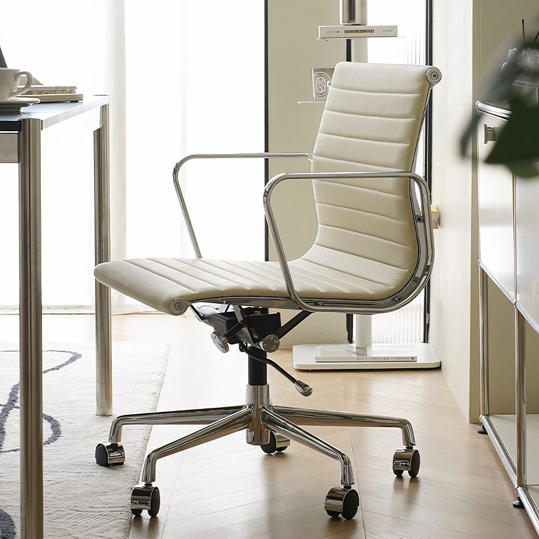 Rangi Leather Office Chair, Hight Back, Black