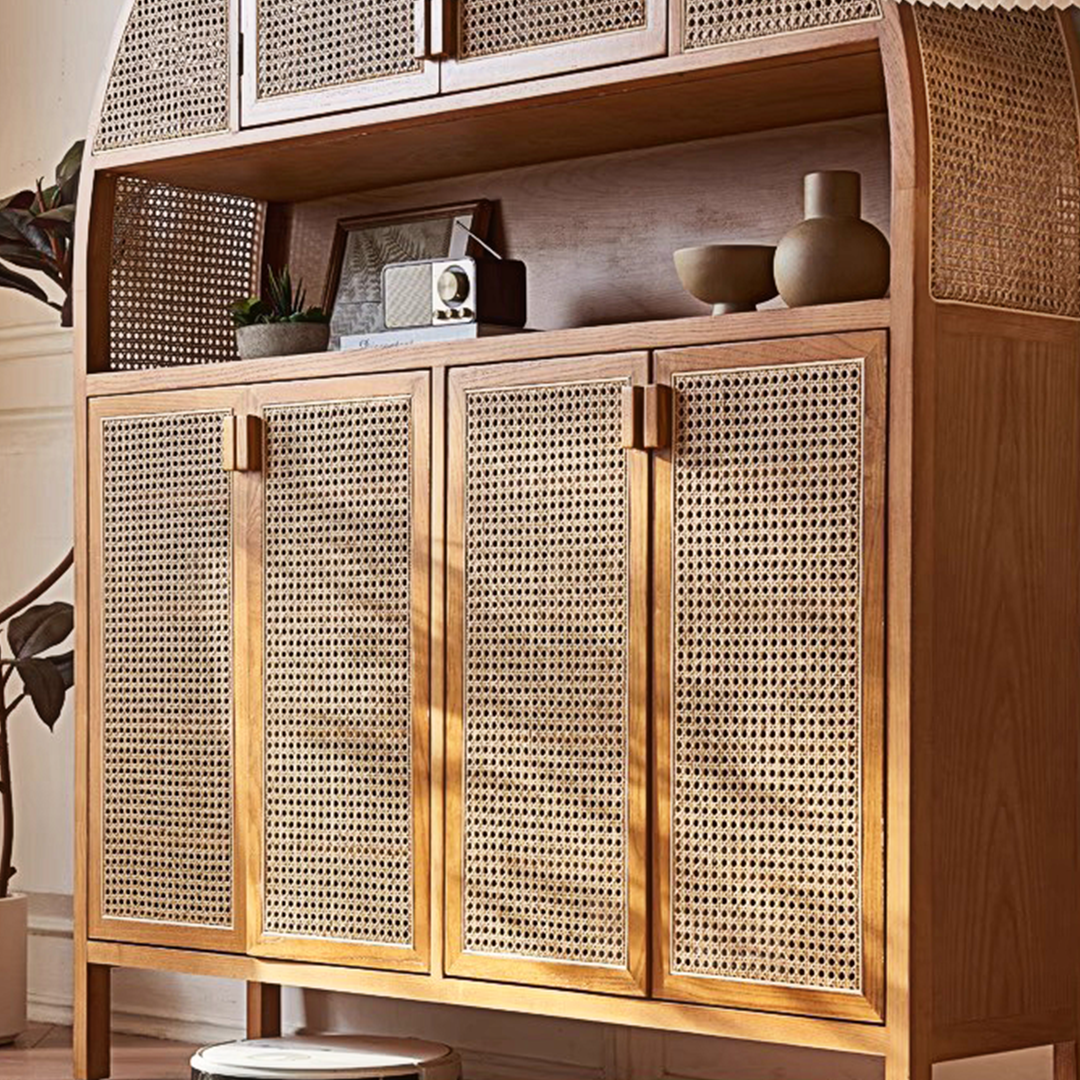 Eisha Rattan Shoe Storage, Cupboard, Solid Wood