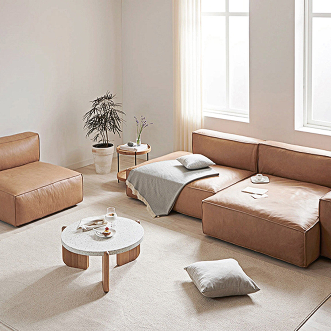 Lucian Four Seater Coner Sofa, Modular Sofa, Real Leather