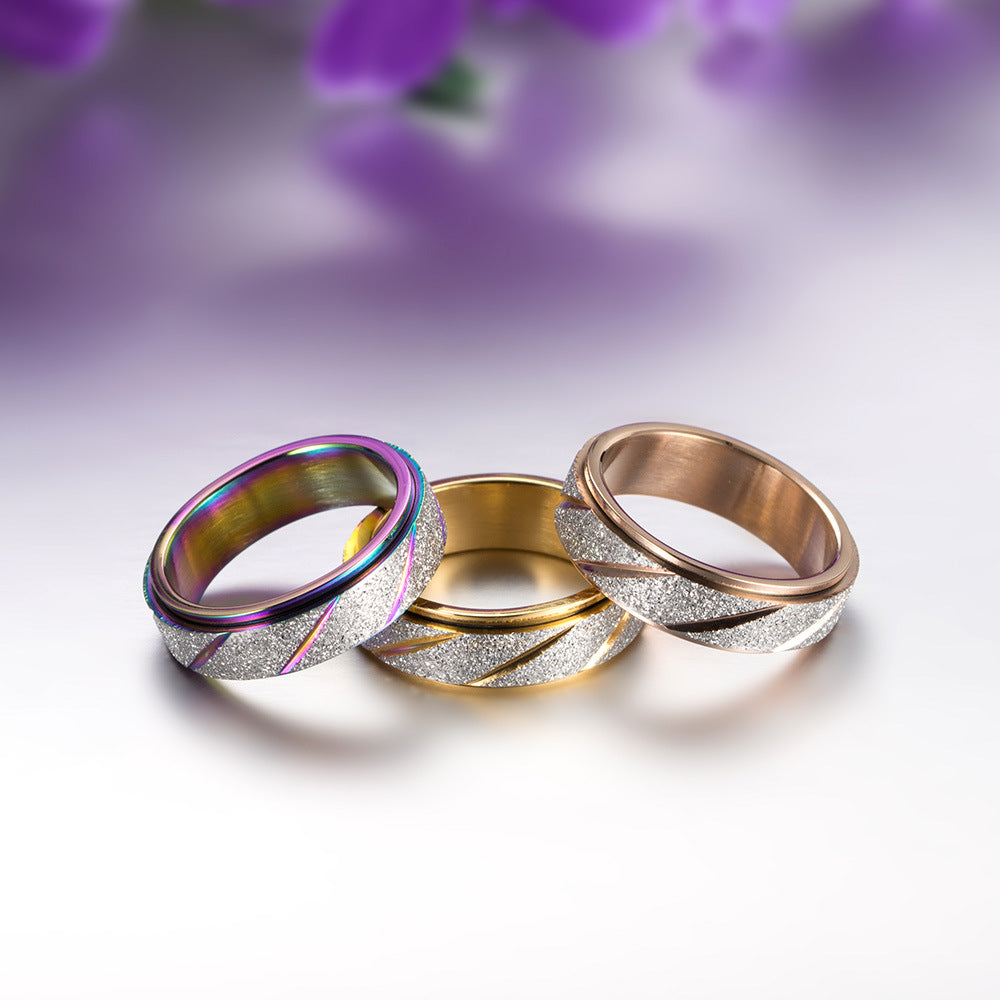 Women's Fashion Frosted Slash Swivel Ring