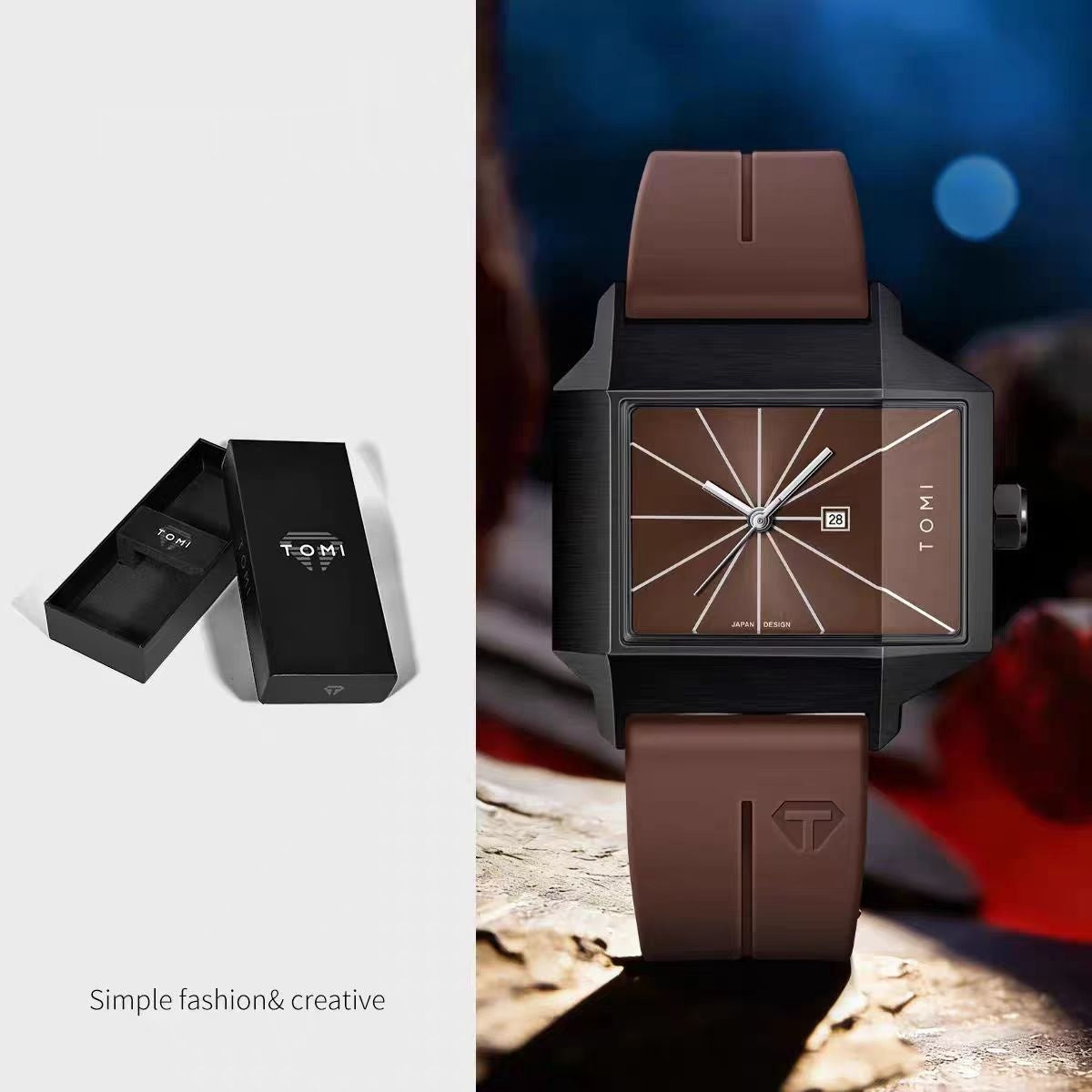 Rectangular-plate Mens And Womens Watches