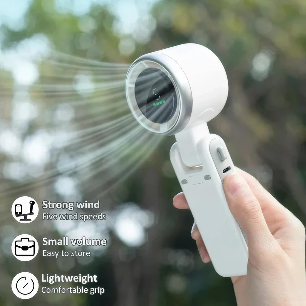 Hanging Neck Outdoor 180 Degree Folding Desktop Mini Fan Hand-held Folding High-speed Powerful Turbo Fan