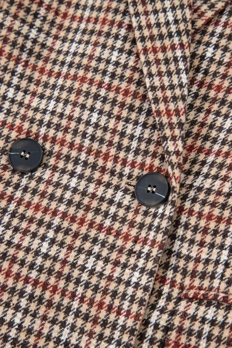 Brown Houndstooth Fitted Blazer Women UK