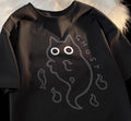 Loose-fit Pure-cotton Short-sleeve T-shirt With Cat Transparent Ghost Design