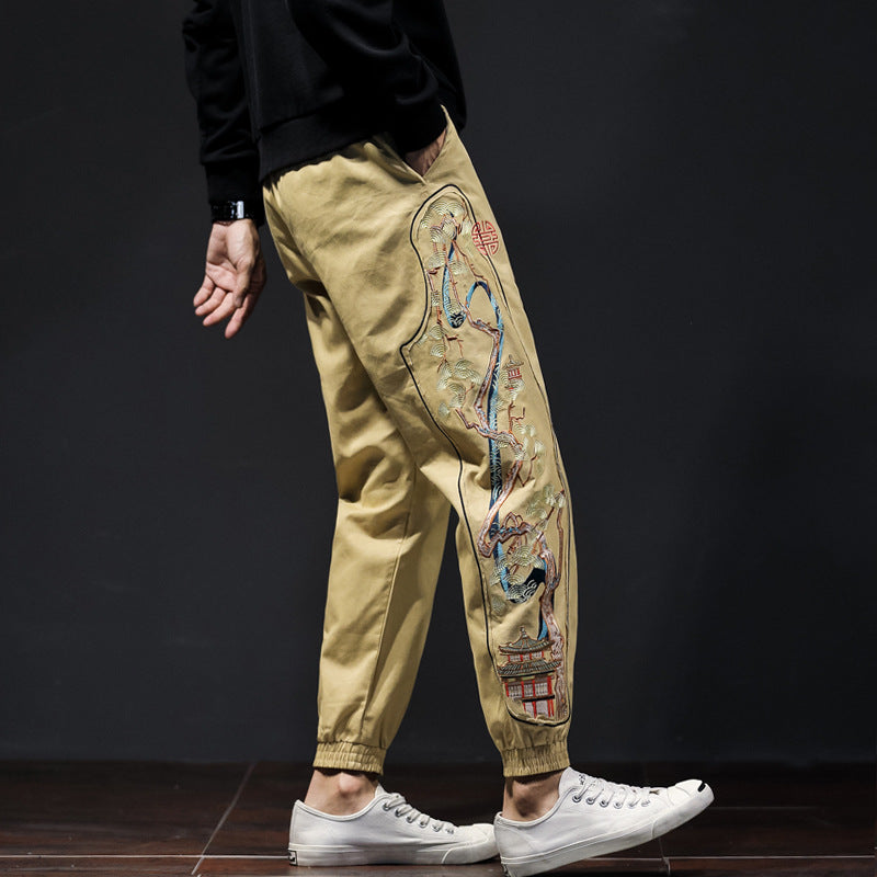 Men's Patchwork Embroidered National Trend Loose Pants