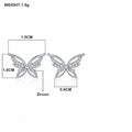 Personality All-Match Full Rhinestone Zircon Butterfly Copper-plated Stud Earrings