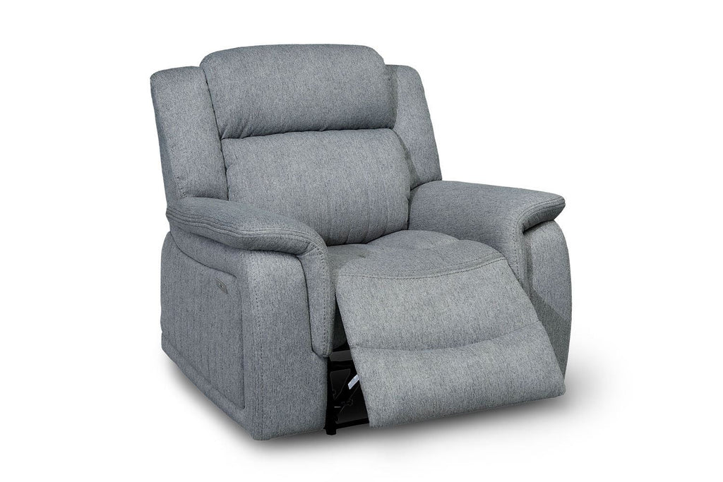 Linden Electric Recliner Armchair: Plush Grey Fabric, Power Reclining Bliss