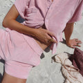 Women's Solid-Colored Single-Breasted Loose-Fitting  Fashionable Casual Homewear Set