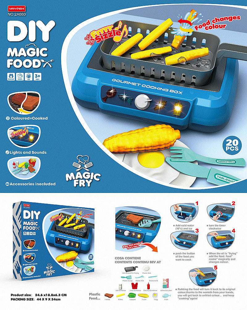 Interactive Kitchen Cooking Toy Set - Color-Changing Play Food with Lights & Sounds | Educational Pretend Play for Kids 4-6