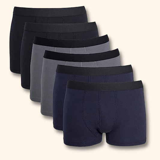 6 Pack Assorted Cotton Stretch Boxer Shorts Menswear Classic Activewear Breathable Comfort Fit Underwear with Waistband Black Navy Grey Boxershorts MB04 by Sock Stack