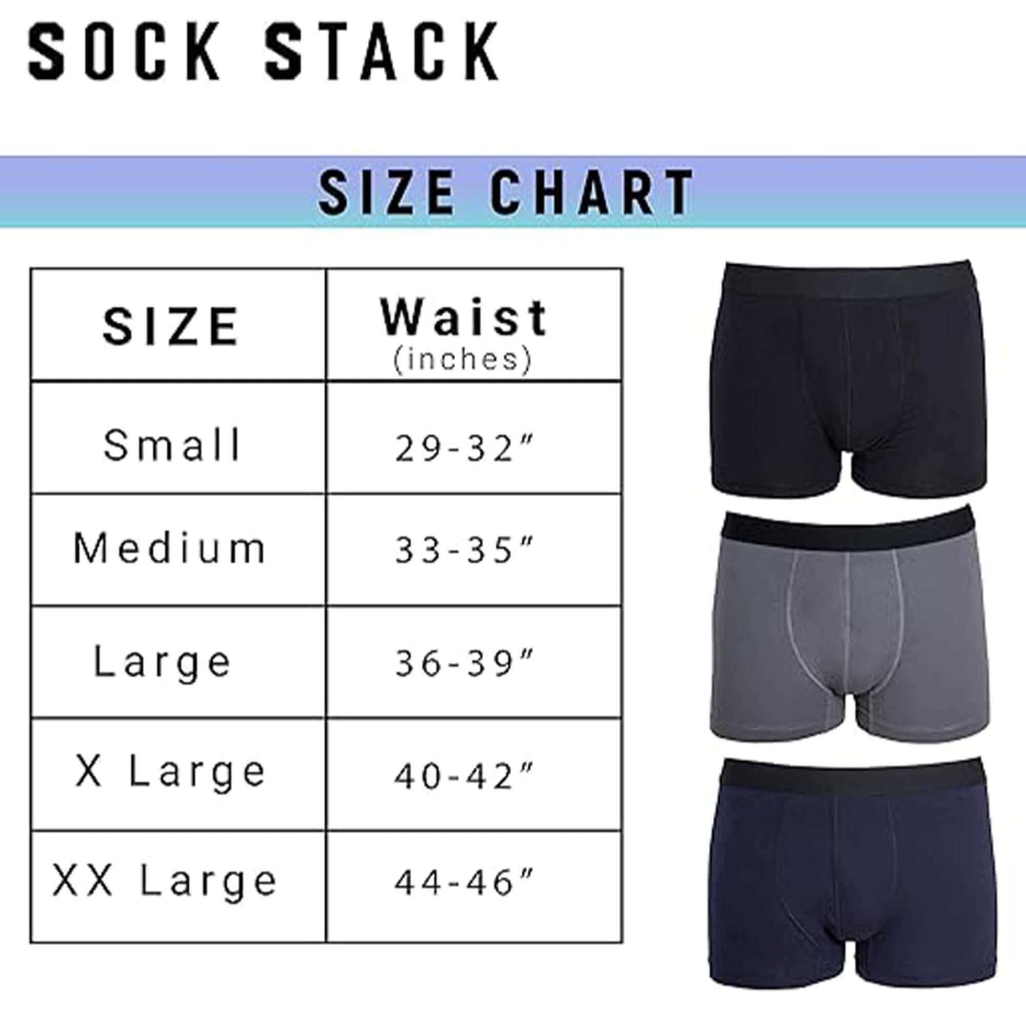 6 Pack Black Cotton Stretch Boxer Shorts Menswear Classic Breathable Comfort Fit Activewear Underwear for Men MB03 by Sock Stack