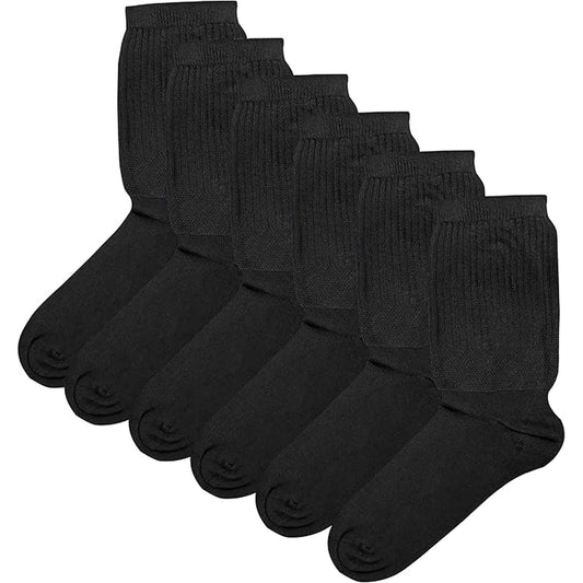 6 Pack Men's Extra Wide Non-Elastic Diabetic Socks Super Soft Breathable Moisture-Wicking Antibacterial Sustainable Cotton Black UK Sizes 6-11 by Sock Stack