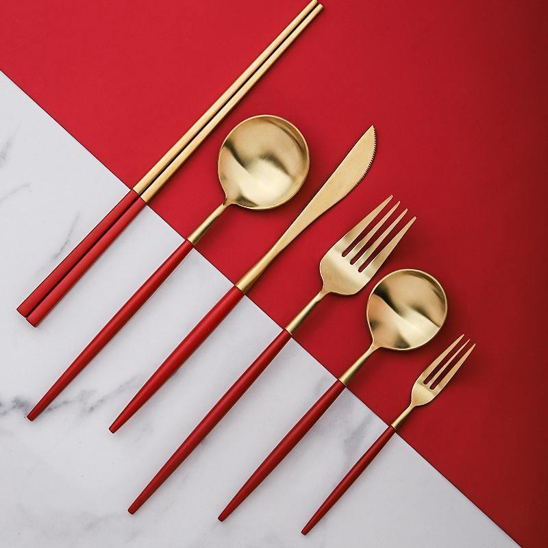 6 Piece Cutlery Set, Red