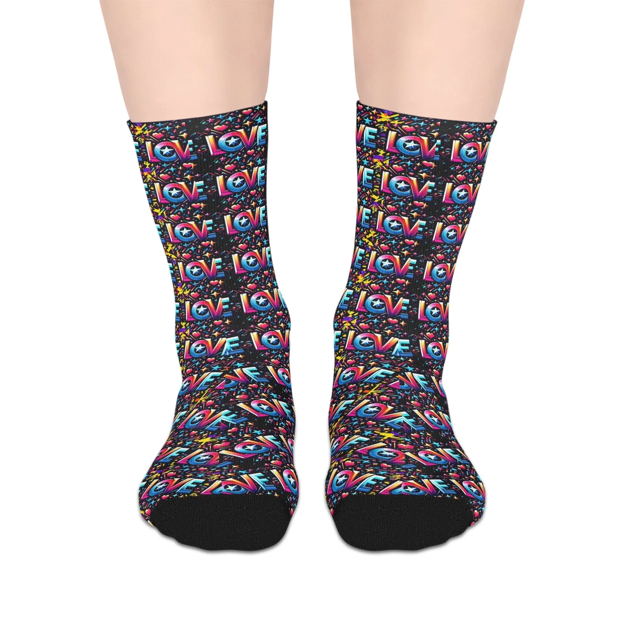 One Love Colorful Love Pattern Mid-Length Socks - Fun & Playful Gift for Any Occasion