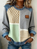 Spliced round Neck Casual Long-sleeved Top