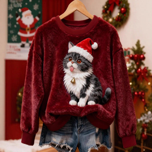 3D Digital Print Pattern Christmas Women's Flannel Sweatshirt