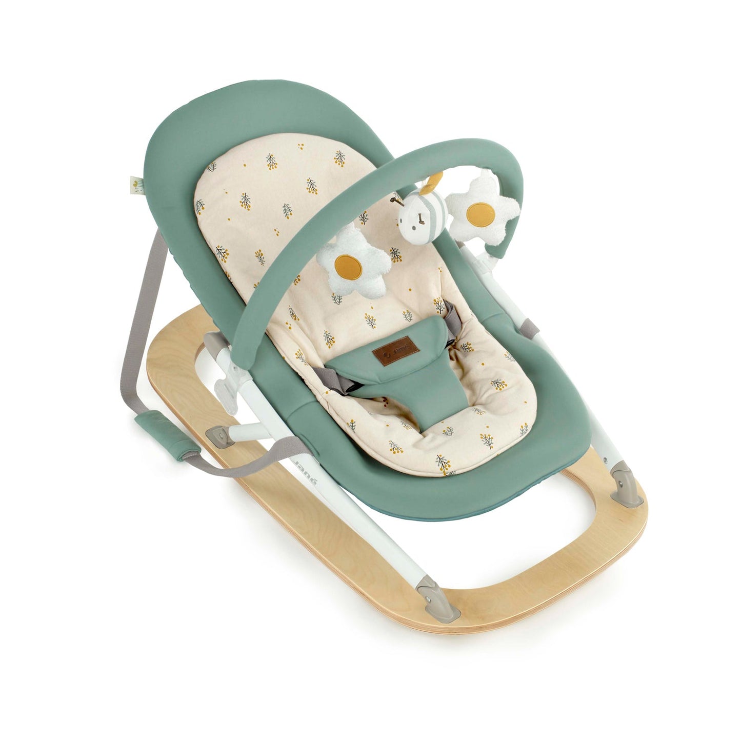 Jane Kalm Wooden Hammock – Natural Birch Rocker with Soft Padded Insert, Botanic