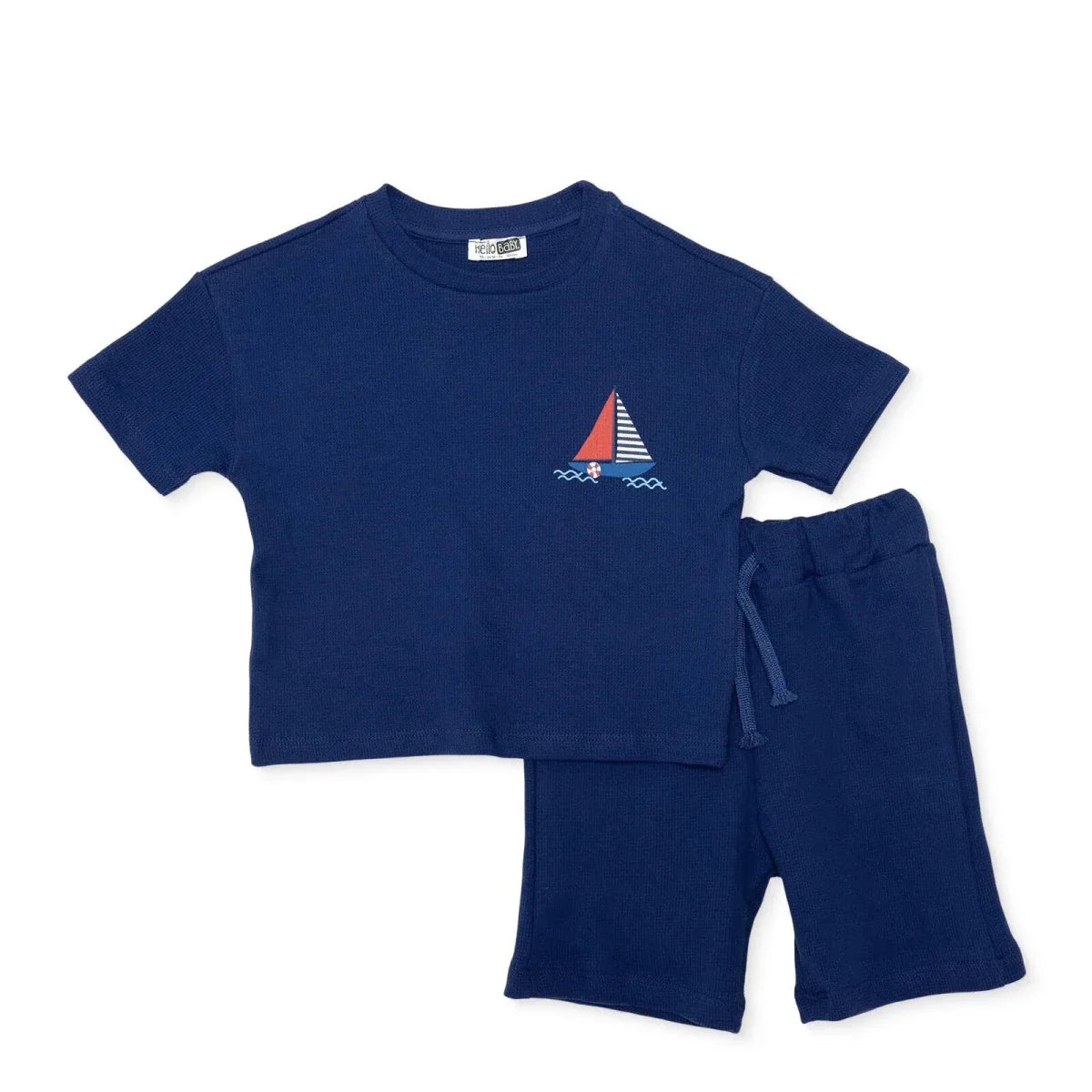 HelloBaby Short Sleeve Waffle Baby T-Shirt & Shorts Set (6-9 Months to 4-5 Years)
