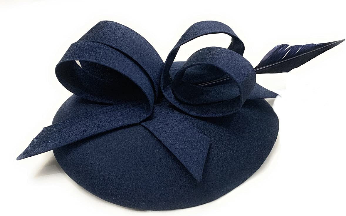 Navy Pillbox Fascinator Swirl on Headband