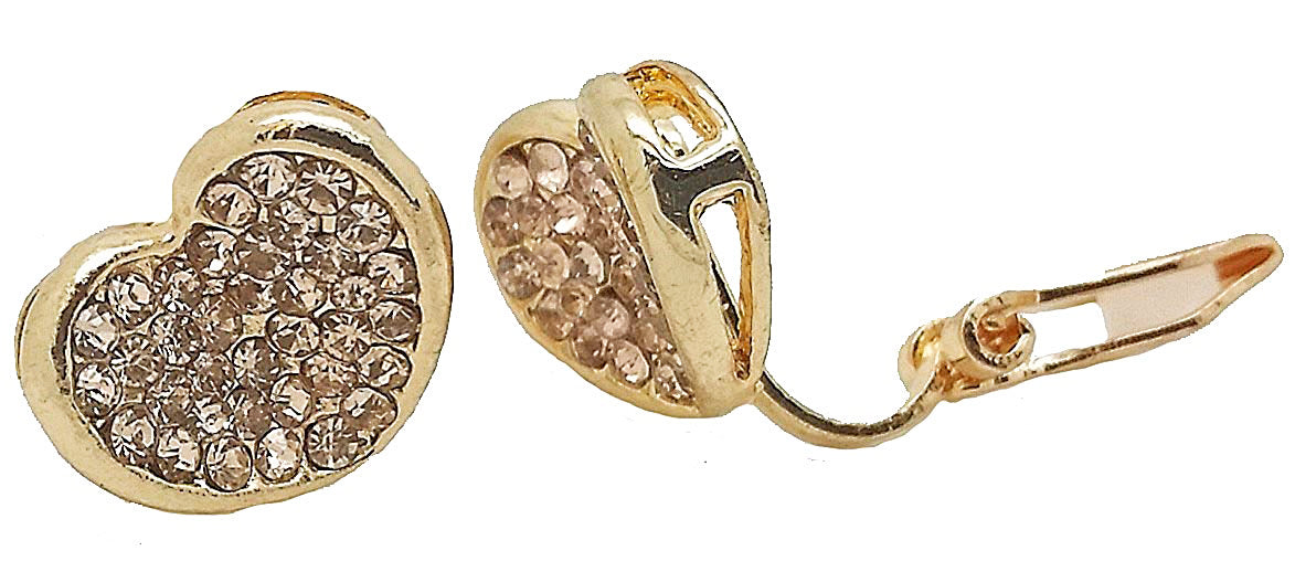 Rose Gold Heart Clip-On Earrings Ladies and Girls