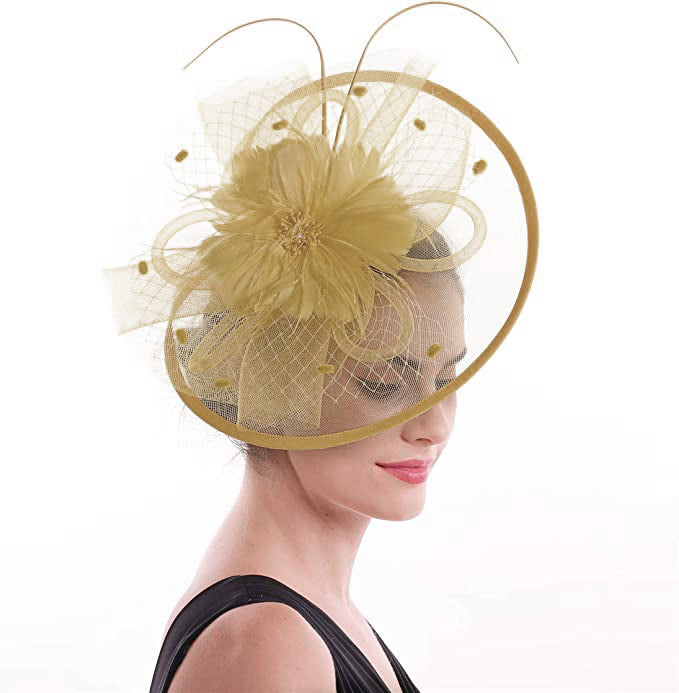 Large Flower Disc Fascinator net on Headband and Clip