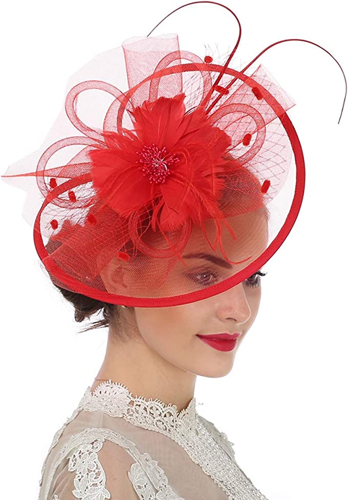 Large Flower Disc Fascinator net on Headband and Clip