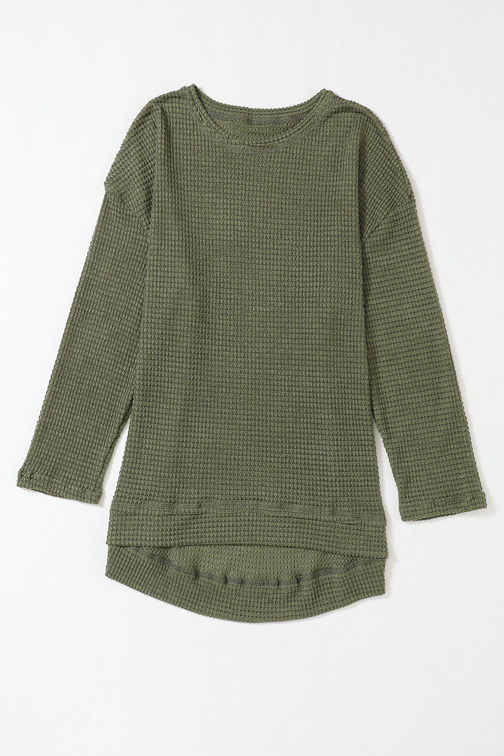 Moss Green Textured Knit Top | Plus Size Long Sleeve