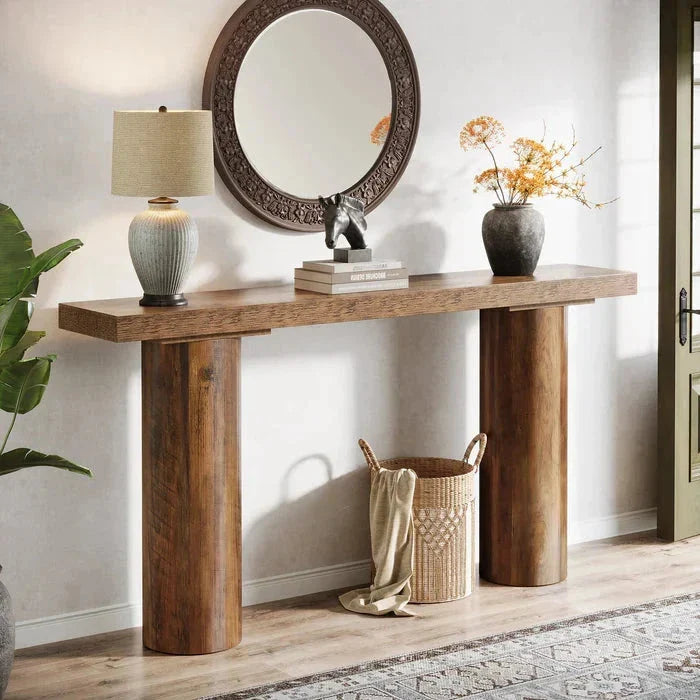 160cm Console Table, Long Rustic Sofa Table Bar Table