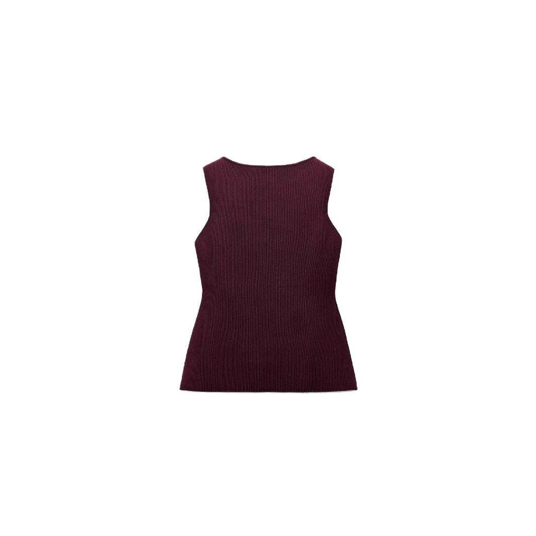 Fashion Plain Gold Button Sweater Vest