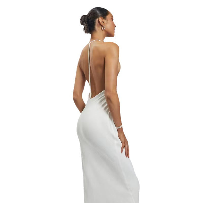 Summer White Women's Polyester Neck Dress