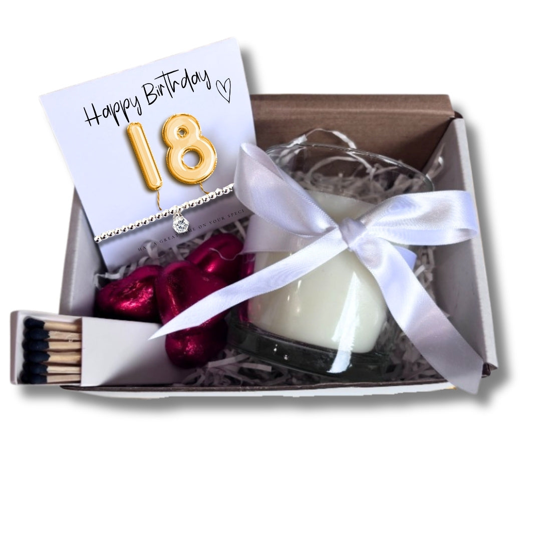 Small 18th Birthday Gold Balloon Hamper | Candle, Bracelet, Chocolates