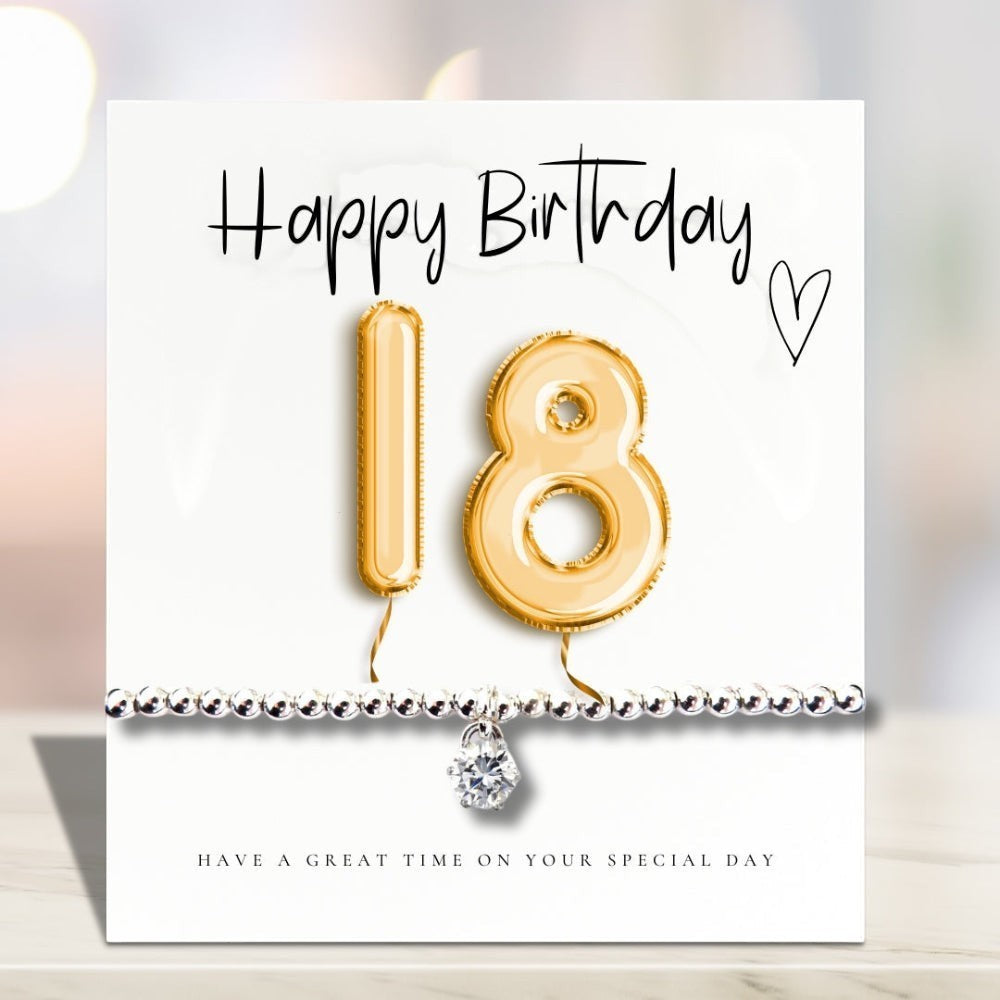 18th Birthday Cubic Zirconia Bracelet & Gold Balloons Mini Hamper