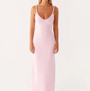 Women's V-neck Backless Bra Sling Midi Dress