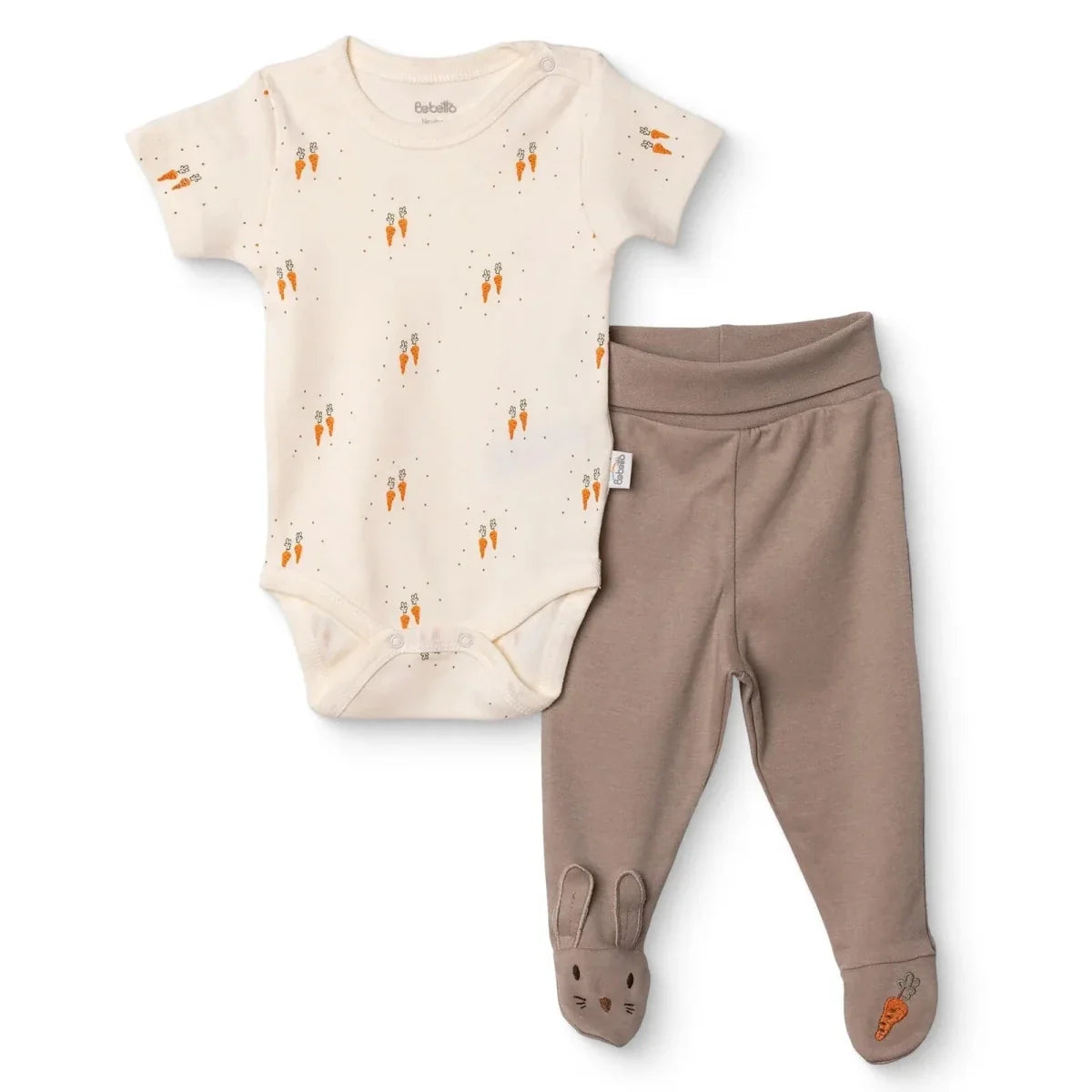 Bebetto Boys Bodysuit & Footed Bottom Set Animal Print Snap Fastening Baby Carrot Crew Neck Full Len - Brown