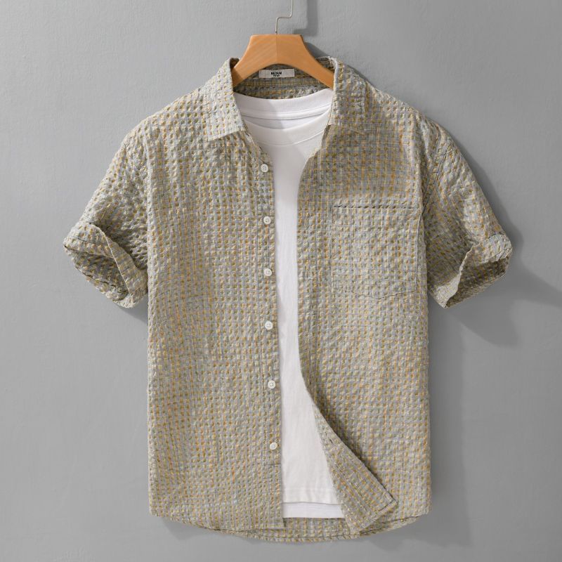Summer New Fashion Trendy Loose Thin Shirt Plaid Men Clothing