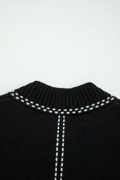 Black Contrast Trim Knit Cardigan Women UK