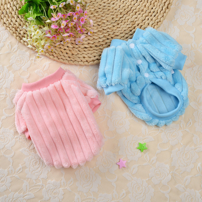 Vertical One-sided Plush Sweater Pet Clothes Dog Clothing Cat Small Dog Cat