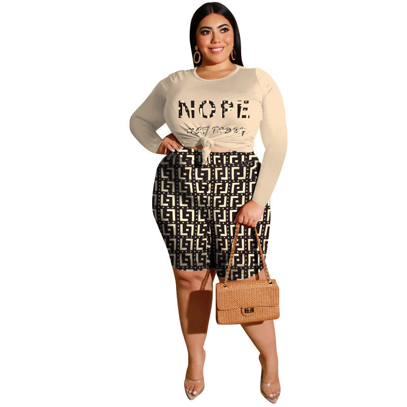 Women's Fashionable Casual Two-Piece Set Printed Top And Shorts