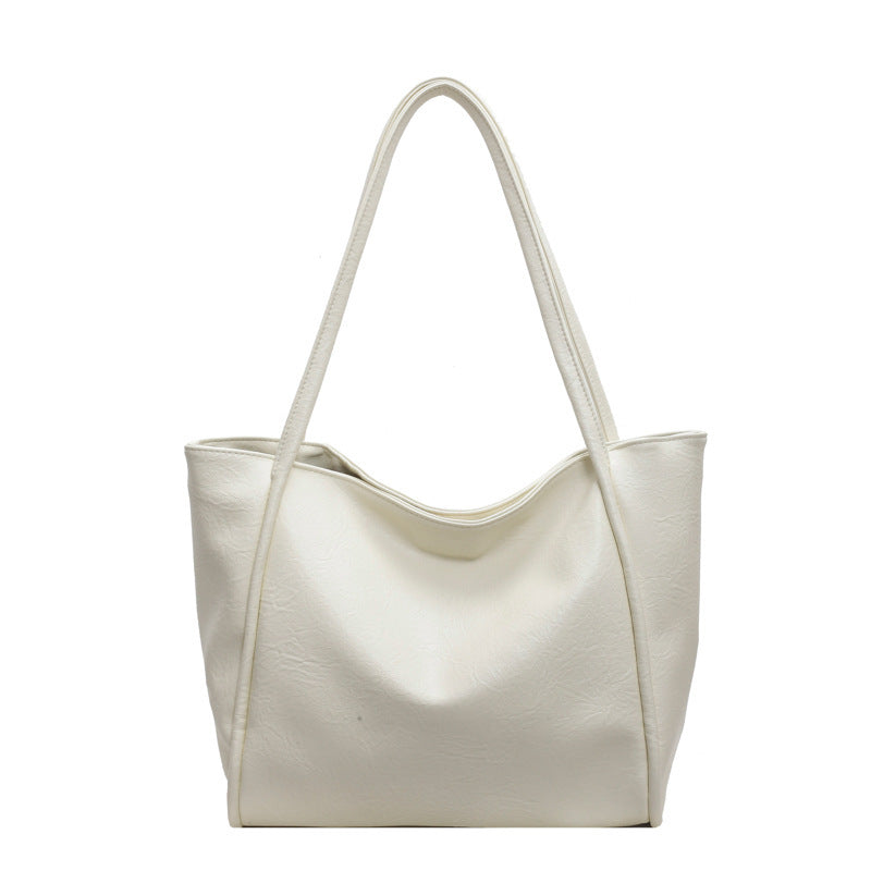 Soft Leather Shoulder Bag Large Capacity Commuter Totes Shopping Travel Bags For Women