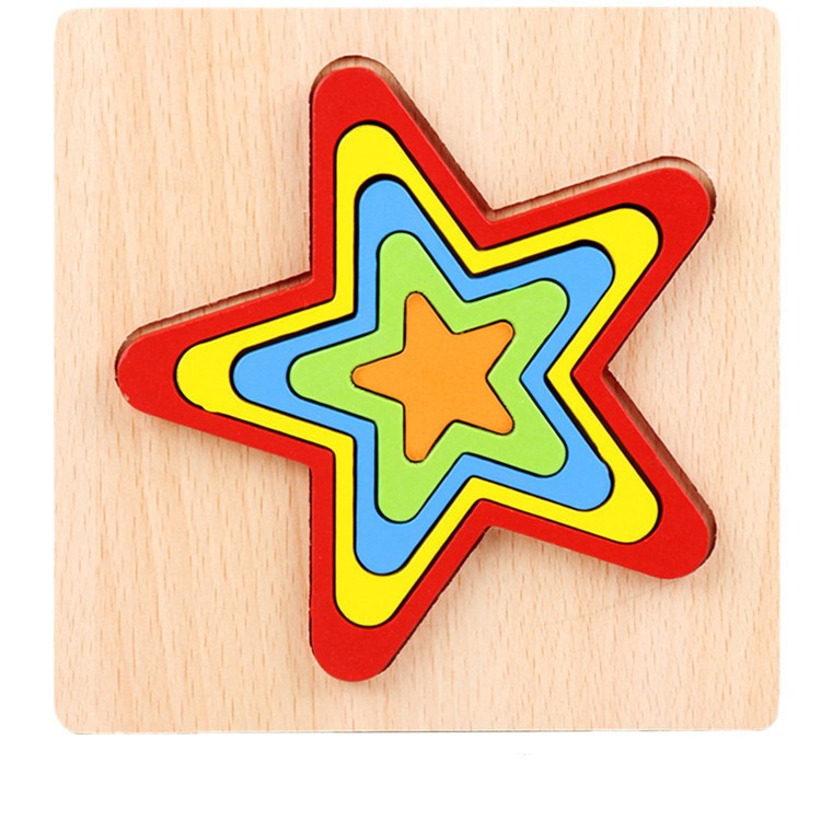 1-3 Years Old Baby Children's Puzzle Wooden 3d Shape Puzzle Toy