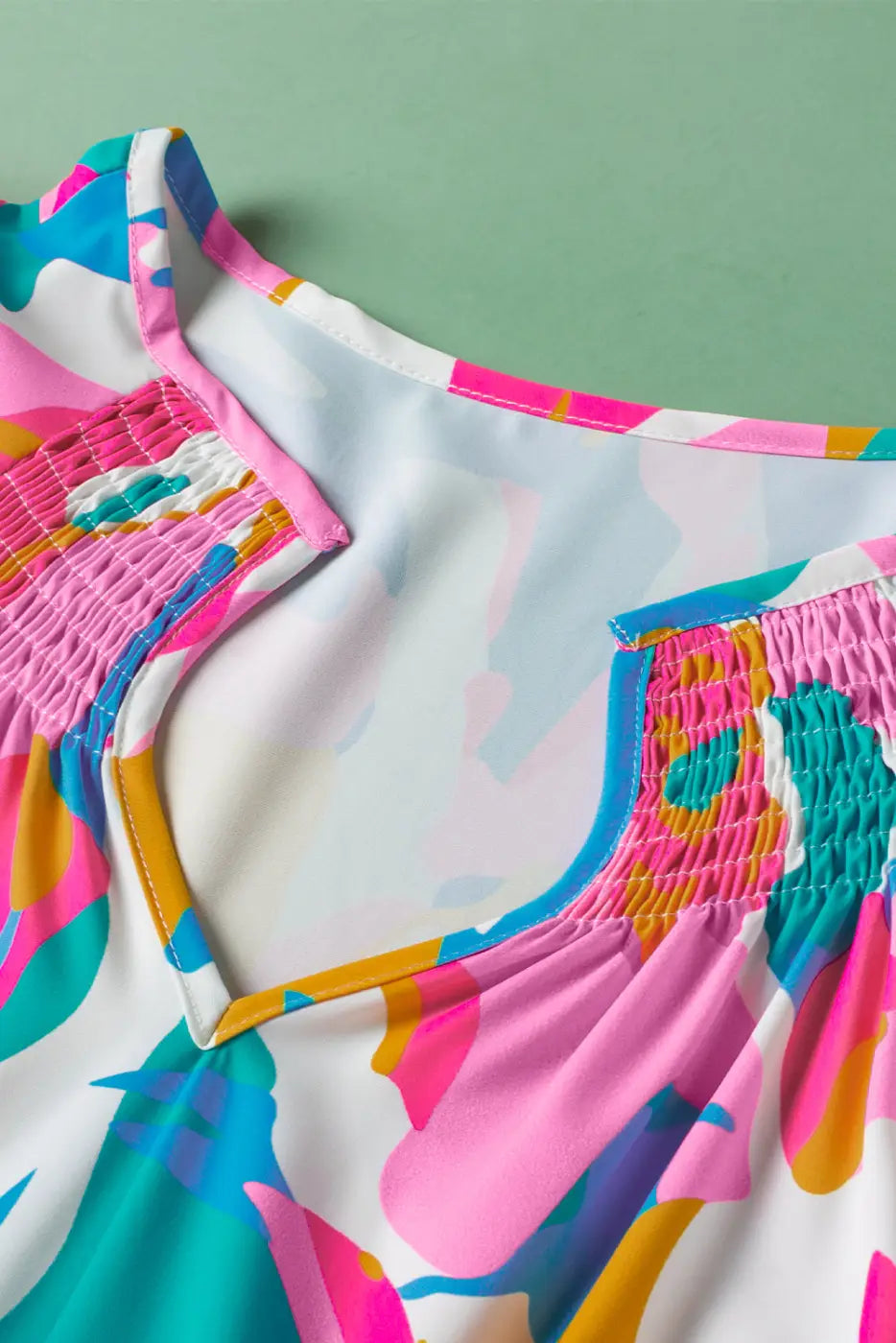 Multi Colour Flutter Sleeve Blouse Abstract Print Women UK