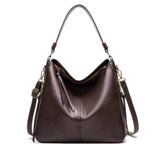 Hobos Zipper Bucket Bags With Adjustable Shoulder-strap Handbags Temperament High Capacity Messenger Shoulder Bag For Women