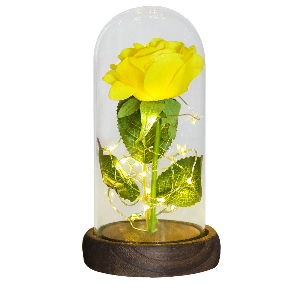520 Valentine's Day Gift Eternal Life Emulational Rose Flower Glass Cover DIY