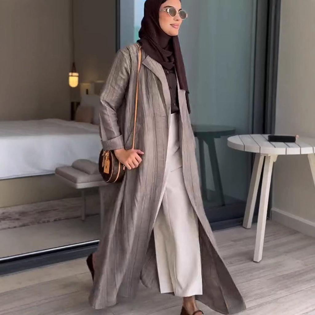 Simple Graceful Mid-length Cardigan Trench Coat