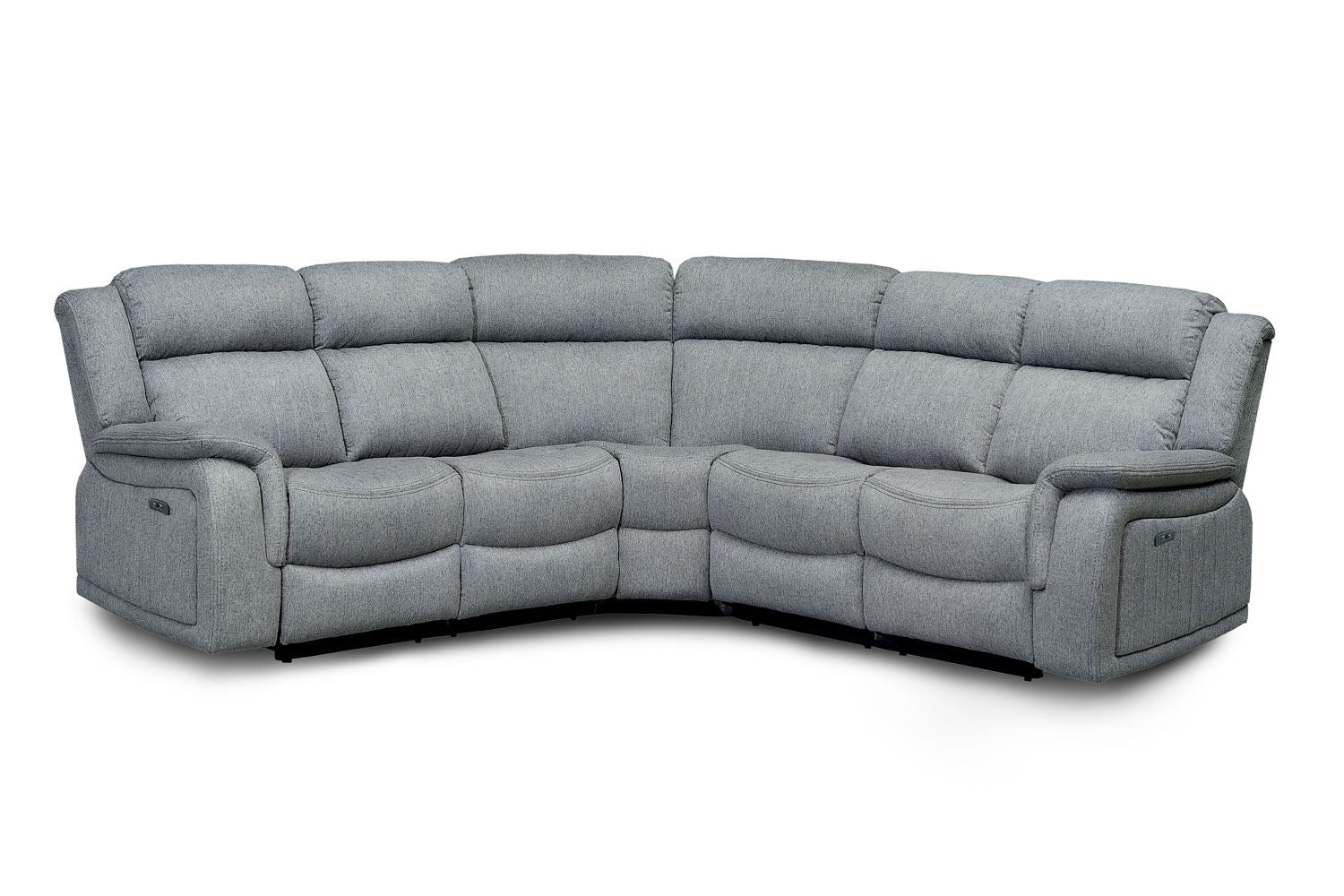 Linden Luxe Grey Electric Recliner Large Corner Sofa Plush Fabric