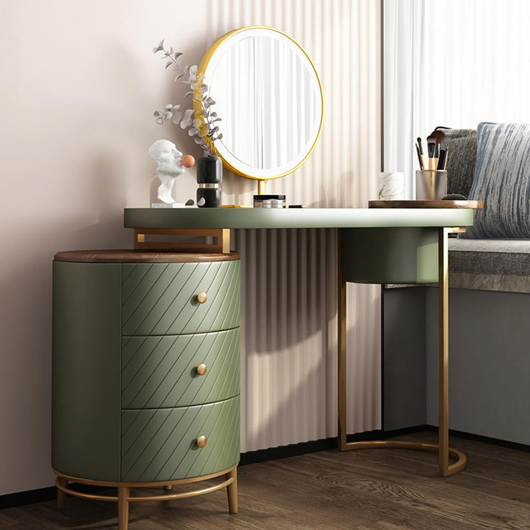 Tandy Dressing Table With LED Mirror, Green & White,  Makeup Vanity