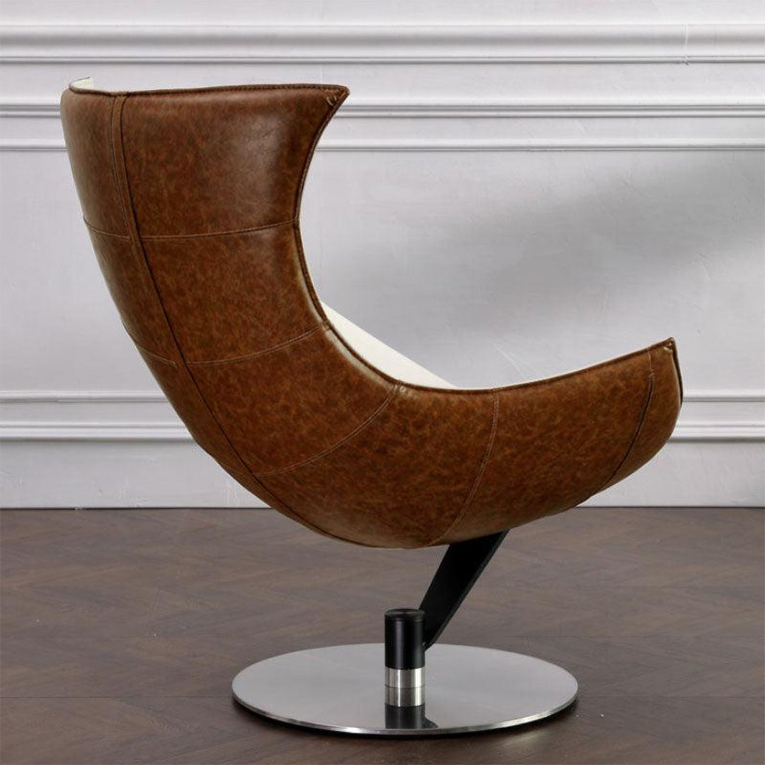 Lobster Swivel Lounge Chair With Ottoman, Walnut Texture